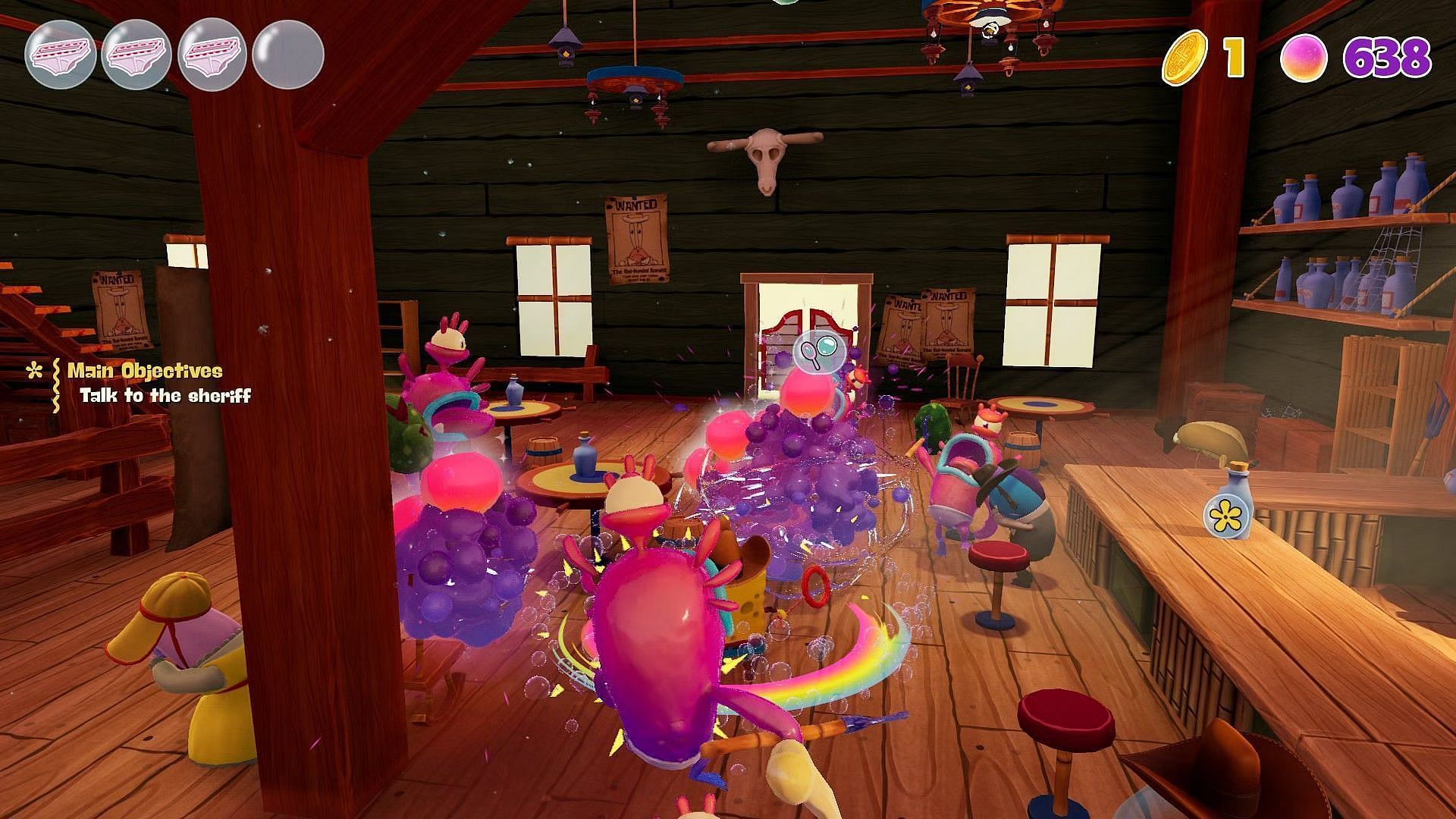 Brawl it out with the cosmic jelly baddies (Screenshot from SpongeBob SquarePants: The Cosmic Shake)