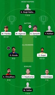 Karnataka vs Rajasthan Match Dream 11 Prediction, Grand Leagues
