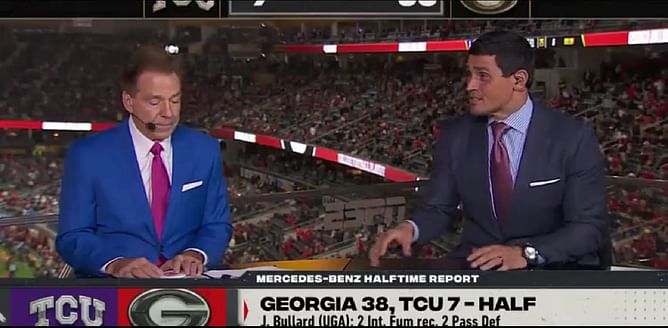 Fans can't get over Nick Saban's reaction to Dave Pollack's jibe at Alabama