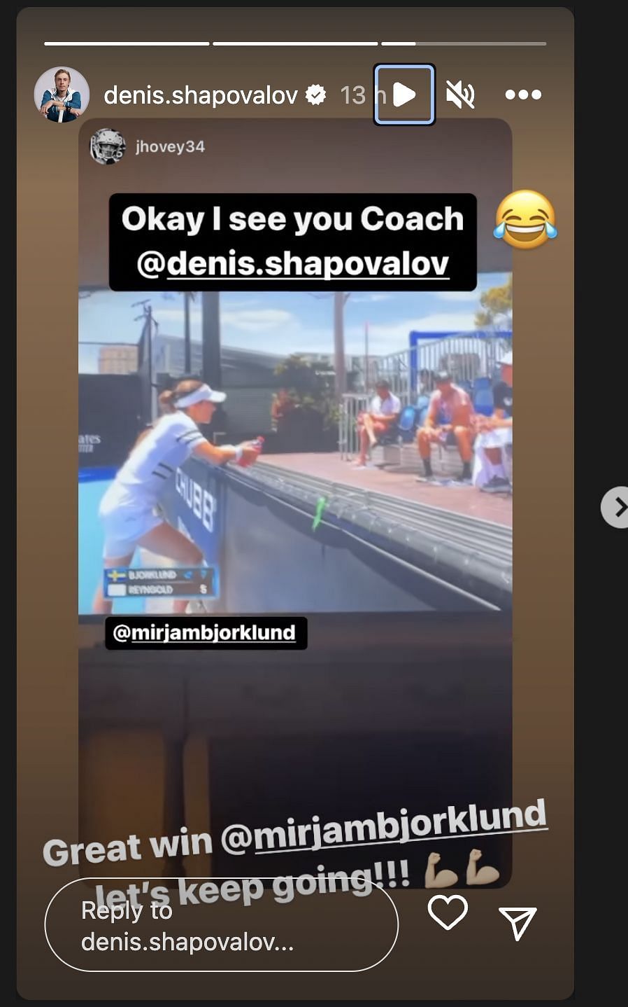 Denis Shapovalov Coaches Girlfriend Mirjam Bjorklund To A Win In Her ...