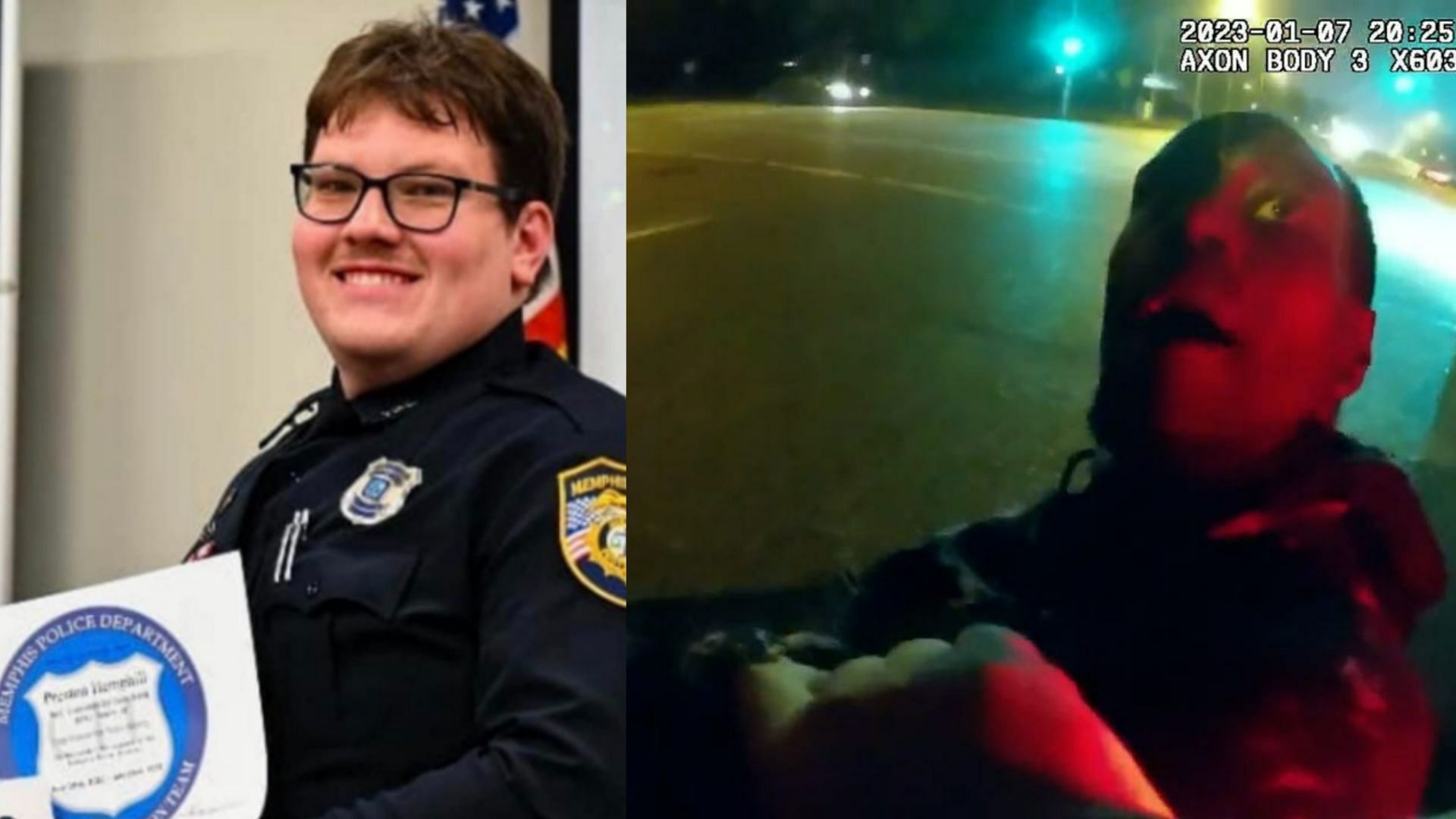 Netizen alleges officer Preston Hemphill tased Tyre Nichols during assault (Image via TheTNHoller/Twitter and Memphis Police Department) 