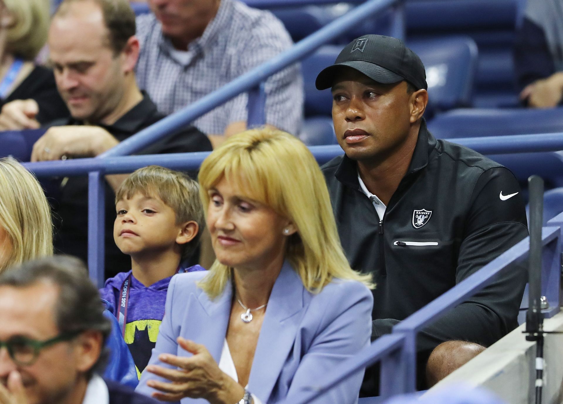 Tiger and Charlie Woods at the US Open Tennis Championship in 2017
