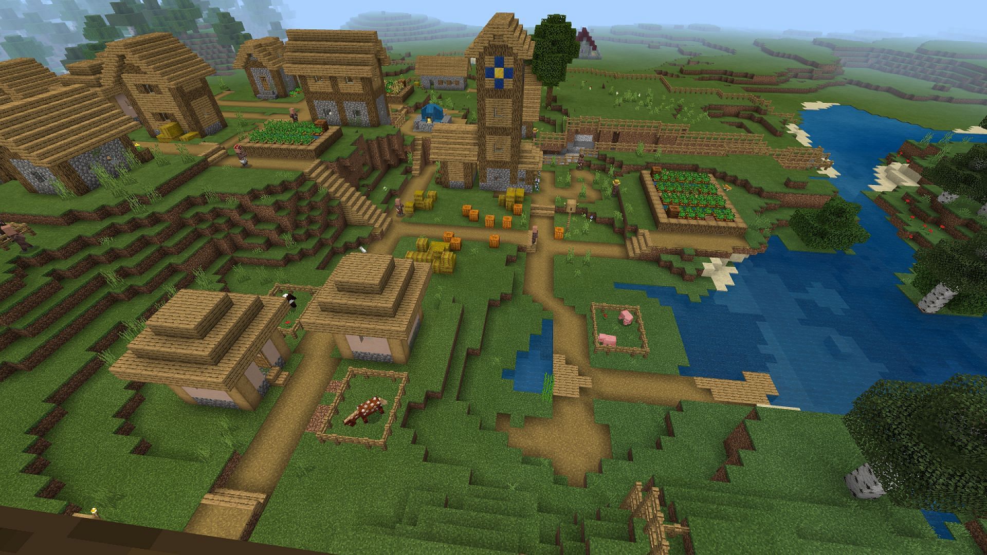A well-established village is a huge boon for any player&#039;s survival (Image via Mojang)