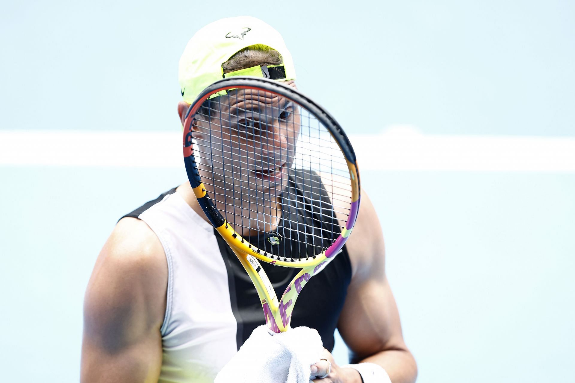 Rafael Nadal during a practice session