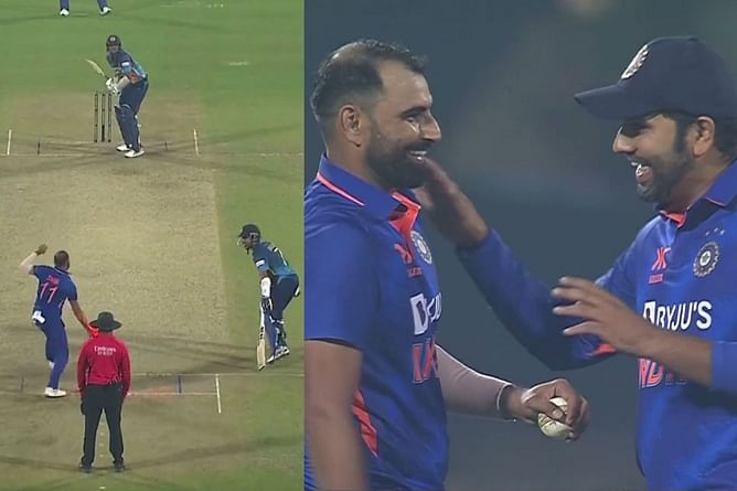 [WATCH] Mohammed Shami attempts to run out Dasun Shanaka at the non-striker's end in first ODI between India and Sri Lanka