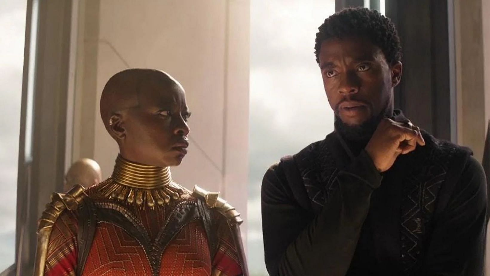 Okoye and T'Challa in a still from Black Panther (Image via Marvel Studios)