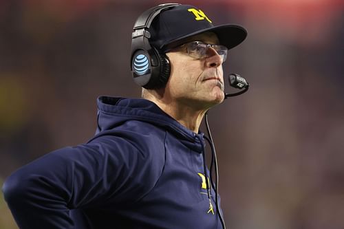 Michigan's head coach looks on at Vrbo Fiesta Bowl - Michigan v TCU