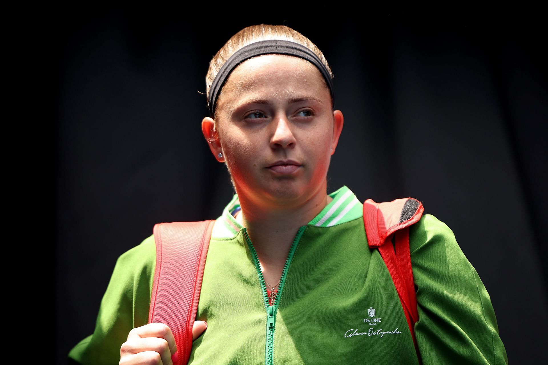 Jelena Ostapenko during the 2023 Australian Open contest against Coco Gauff.