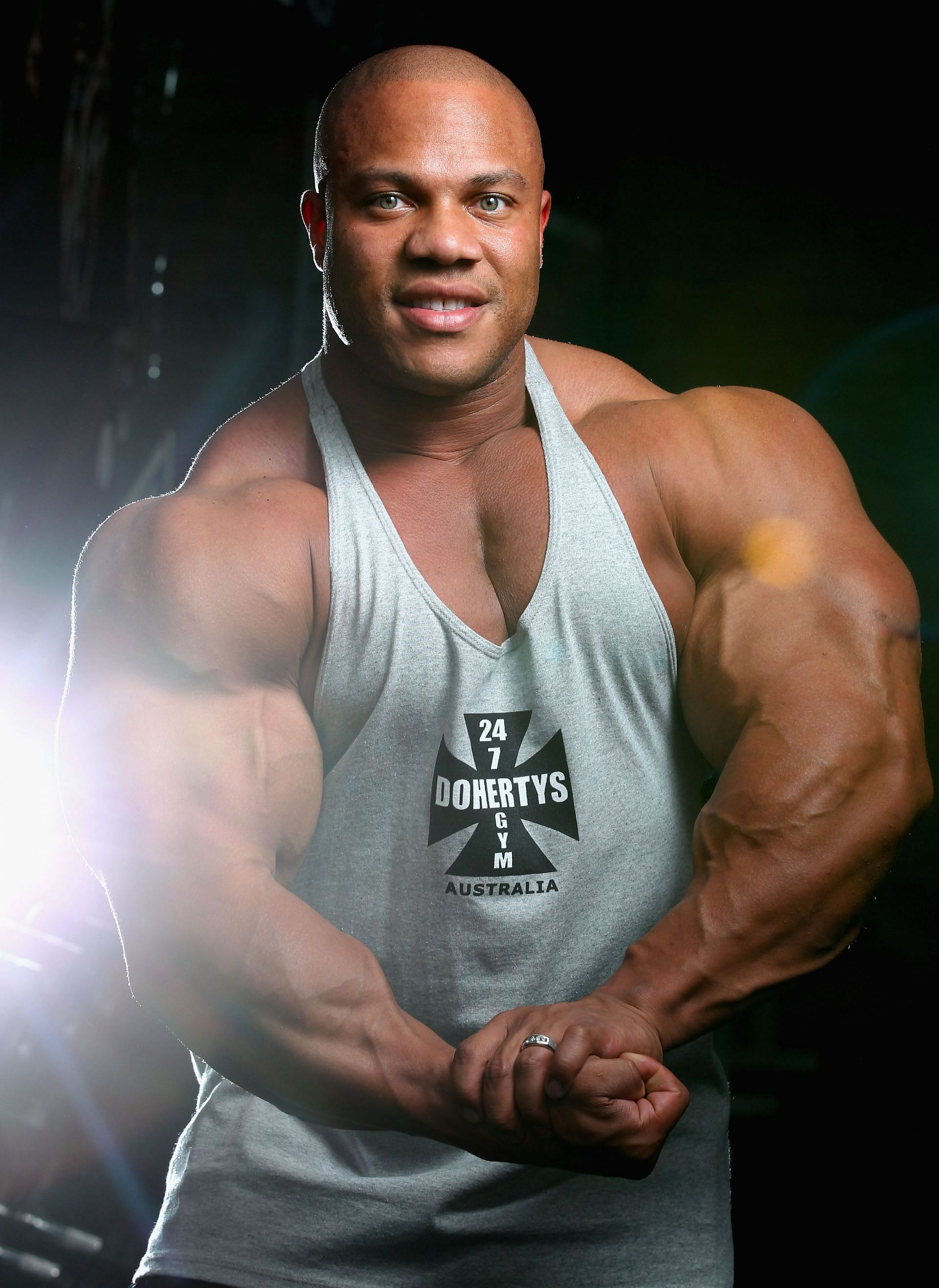 Mr Olympia Phil Heath poses during a media call ahead of the 2012 IFBB Australian Pro Grand Prix XIII (Photo by Robert Cianflone/Getty Images)