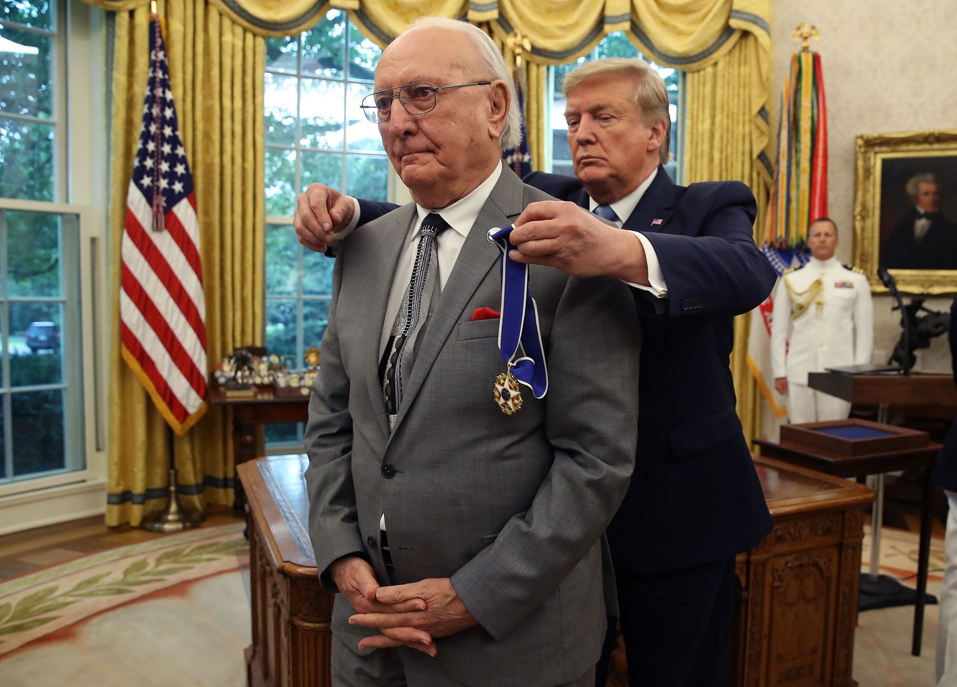 President Donald Trump Presents Medal Of Freedom To NBA Legend Bob Cousy