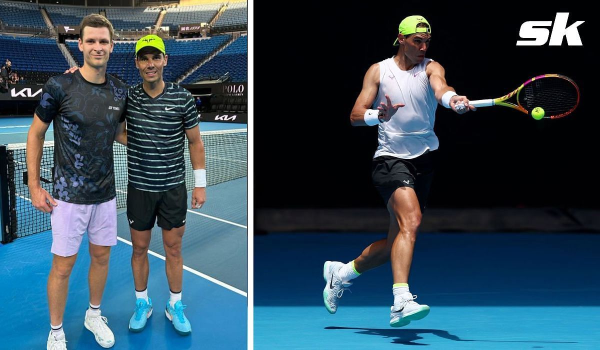 Rafael Nadal practiced with Hubert Hurkacz ahead of the 2023 Australian Open