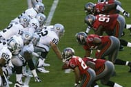 Raiders offense lines up against Buccaneers defense