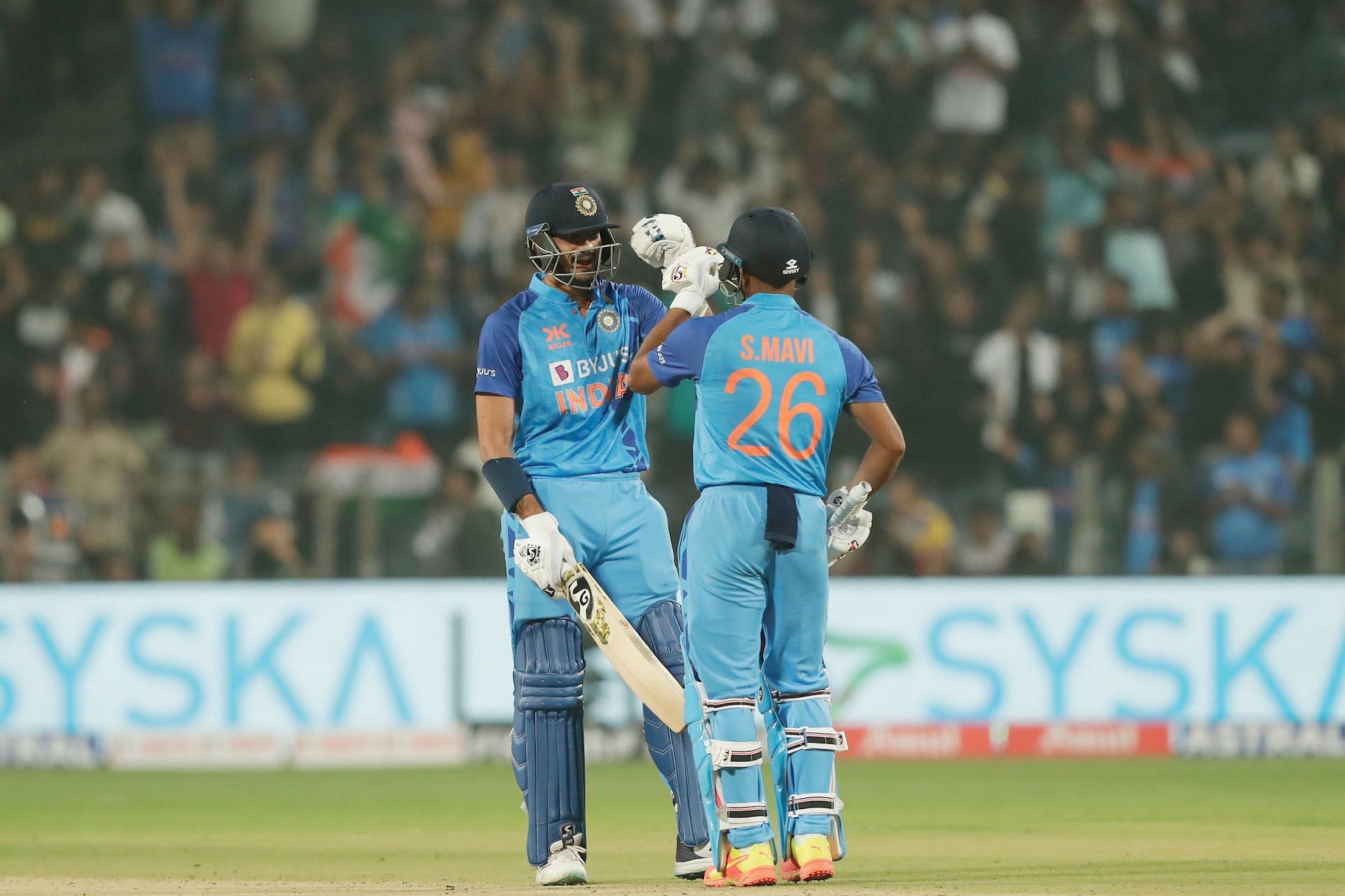 Axar Patel and Shivam Mavi struck a few big blows but India fell short
