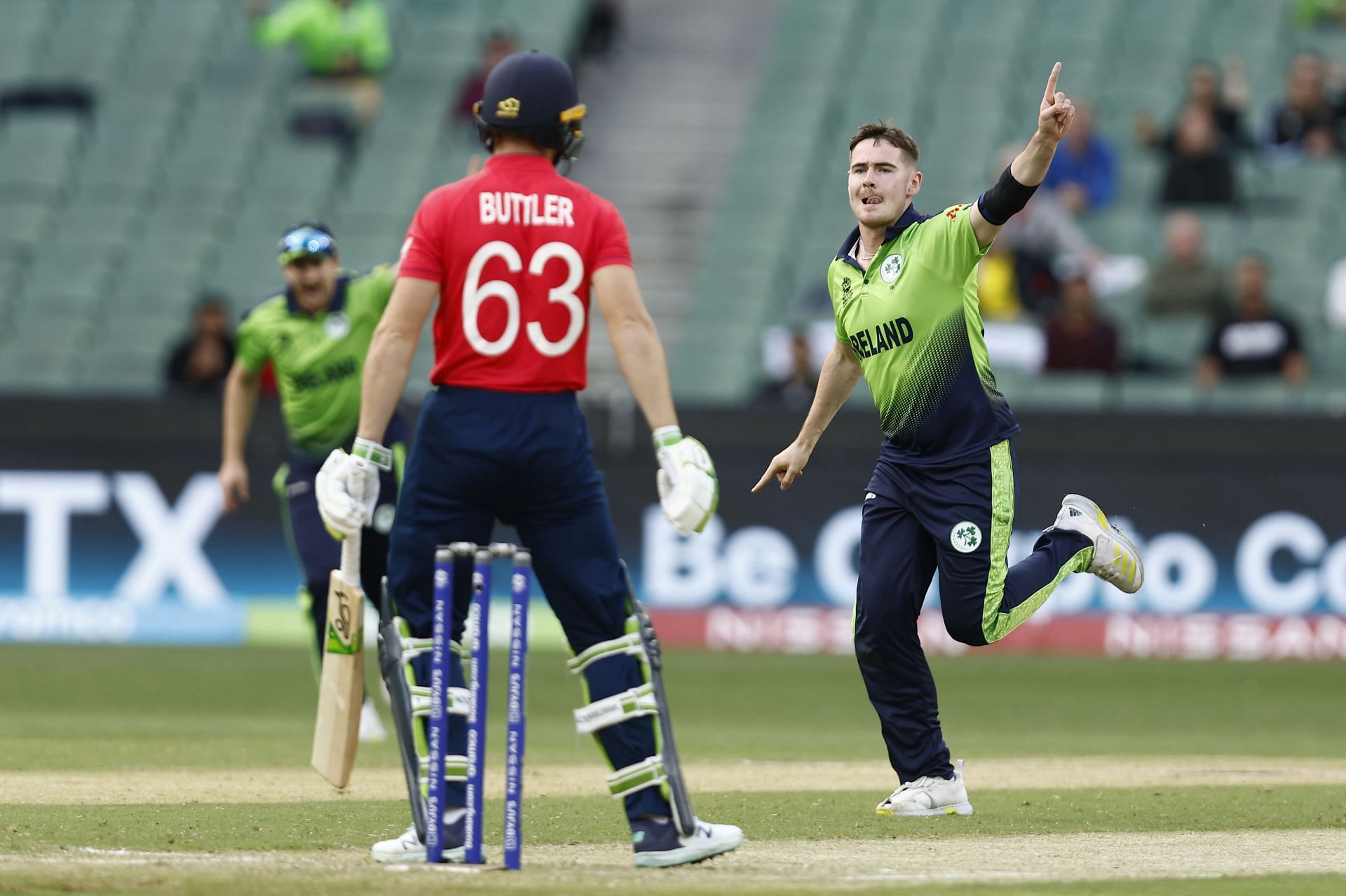 Ireland pacer Josh Little dismissed Jos Buttler for a second-ball duck. (Credits: Getty)