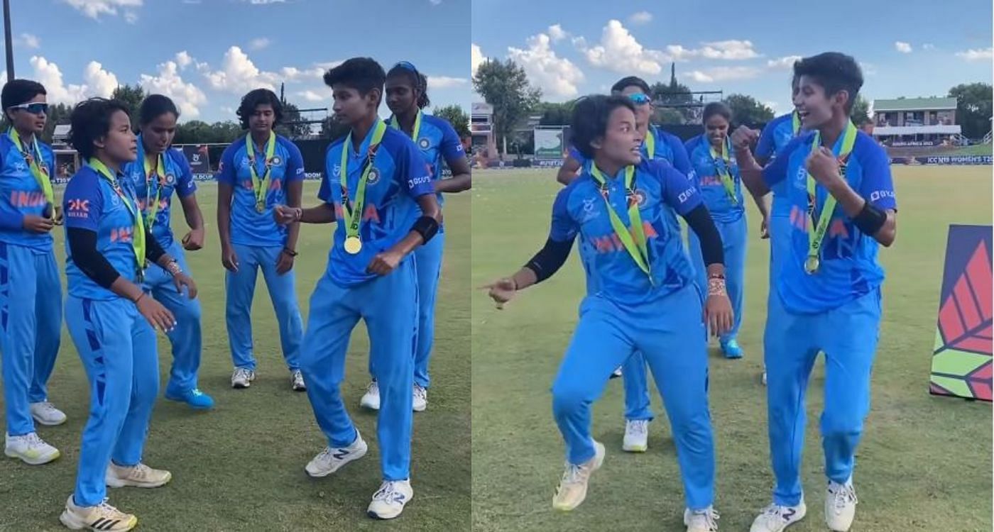 भारतीय टीम के खिलाड़ी काला चश्मा गाने पर डांस करते हुए 