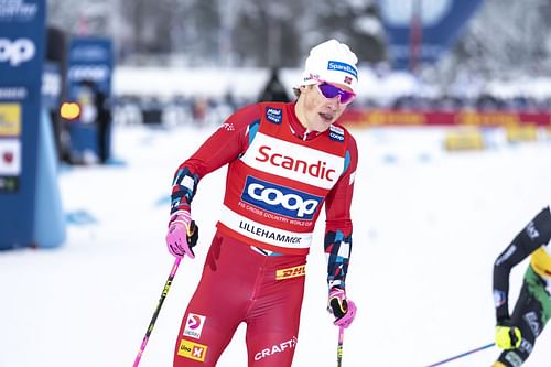 Johannes Hoesflot Klaebo of Team Norway in action, takes 1st place during the FIS Cross Country World Cup Men's and Women's SP F Final on December 3, 2022 in Lillehammer, Norway