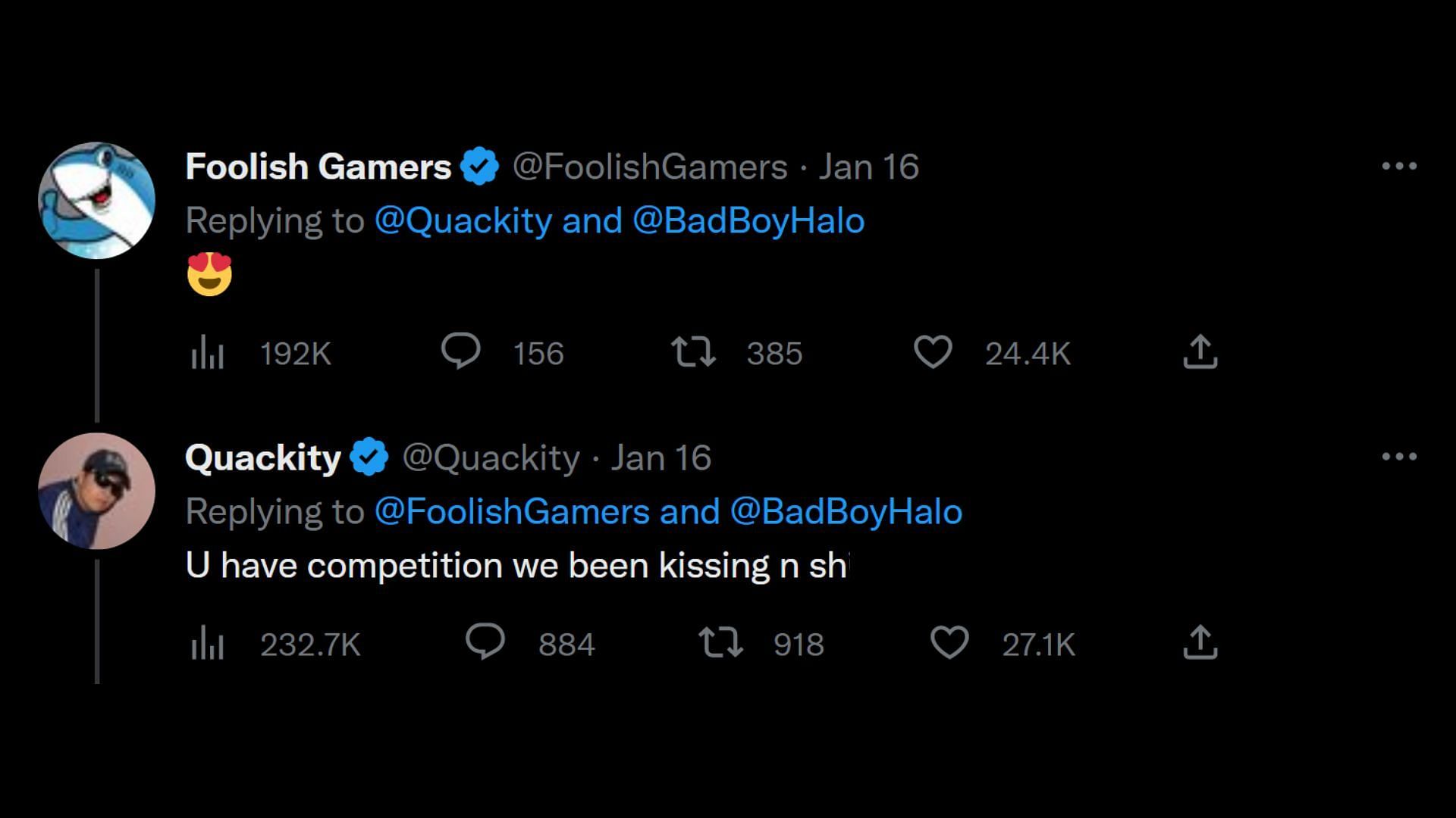 The Twitter banter surrounding the picture of Skeppy and BadBoyHalo that was recently posted on Twitter (Image via Foolish Gamers/Twitter)