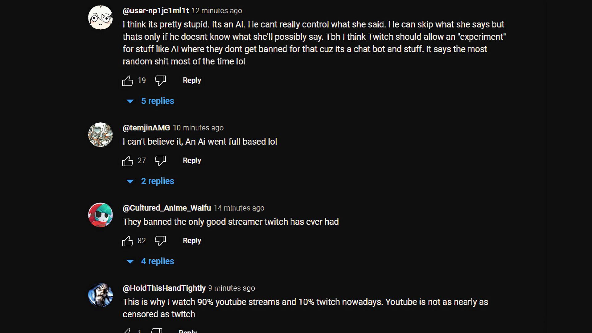 YouTube comments (Image via Asmongold Clips/YouTube)