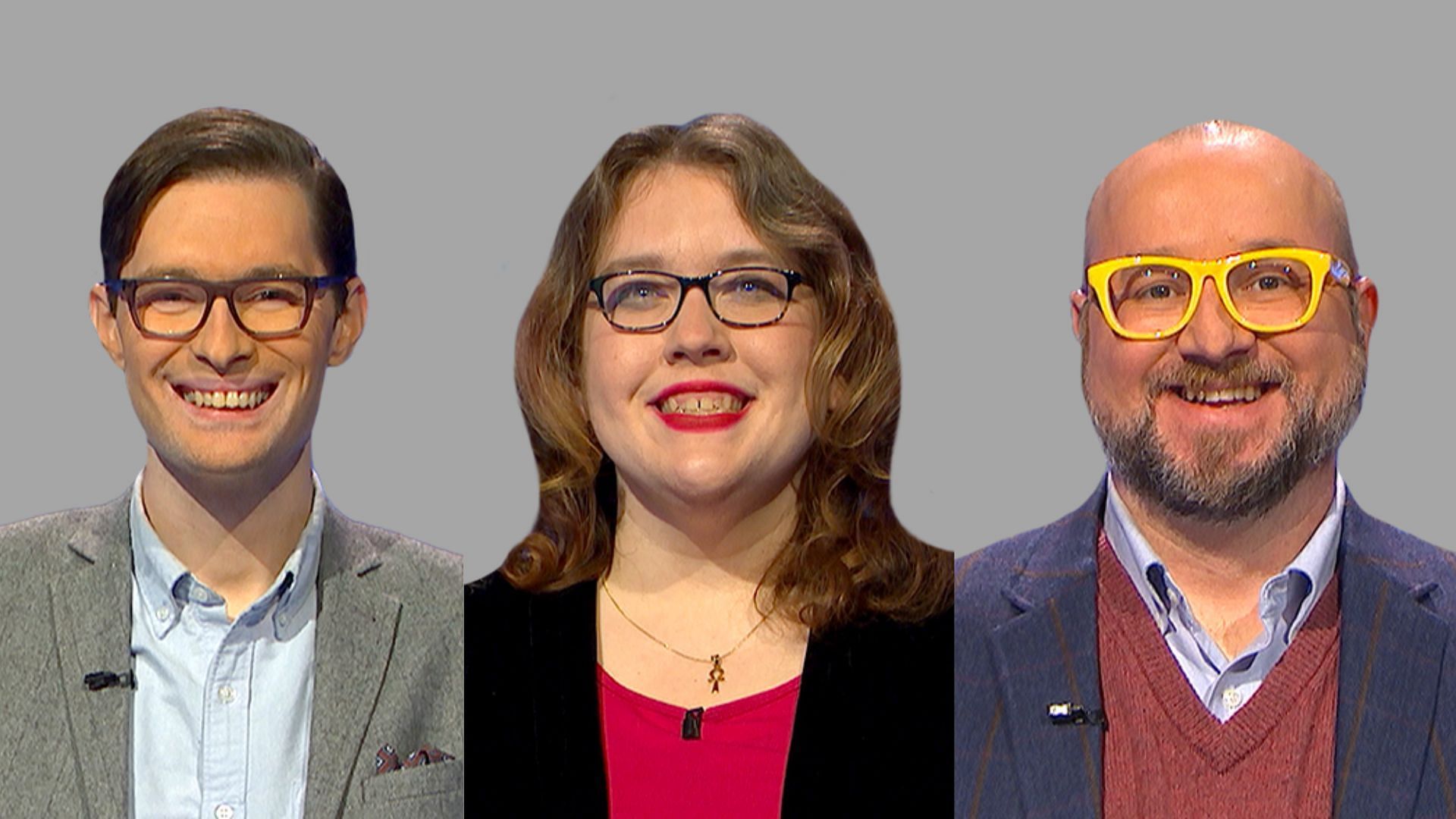 Stills of Troy Meyer, Emma Moore and John Guszkowski (Image Via Jeopardy!/Twitter)