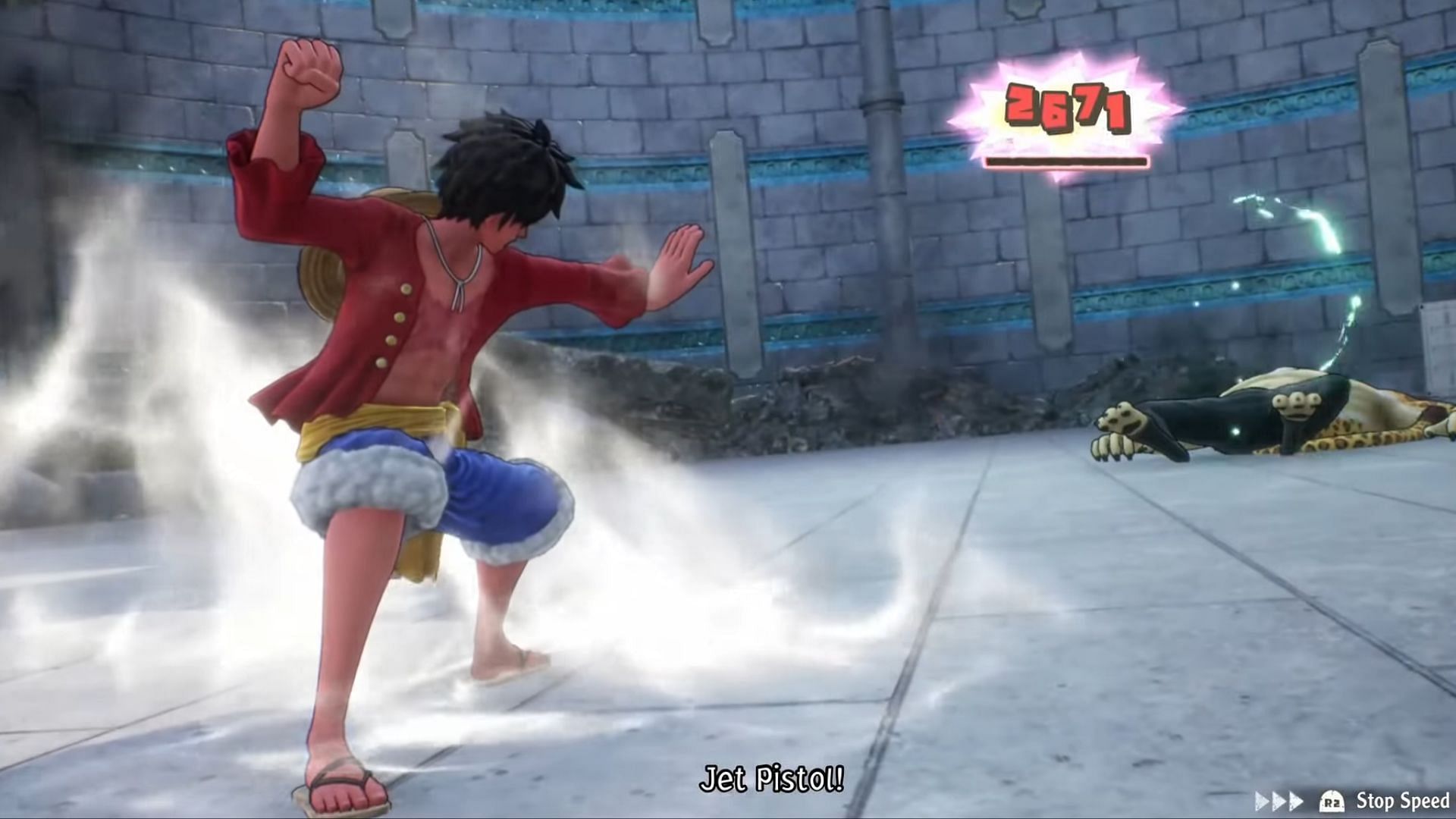 Luffy's Gum Gum Jet Pistol deals a lot of damage in One Piece Odyssey (Image via Bandai Namco)