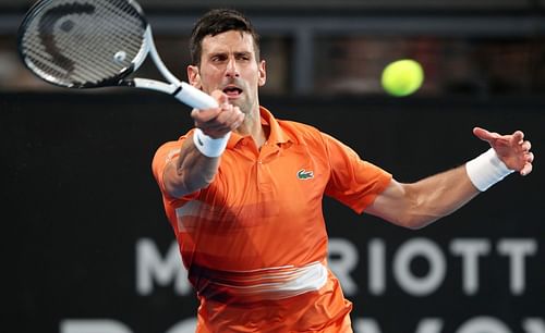 The former World No. 1 in action against Sebastian Korda at the 2023 Adelaide International 1