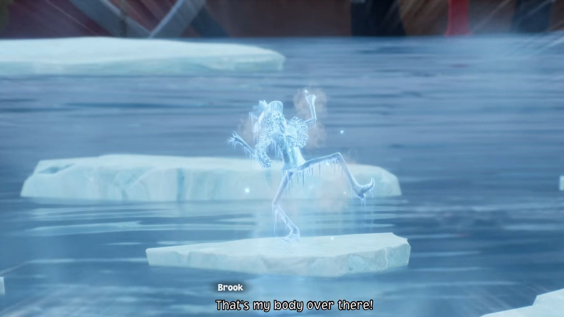 Brook&#039;s frozen body (Image via Bandai Namco)