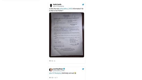 Bliss reacts to a fake "dissolution of marriage" document