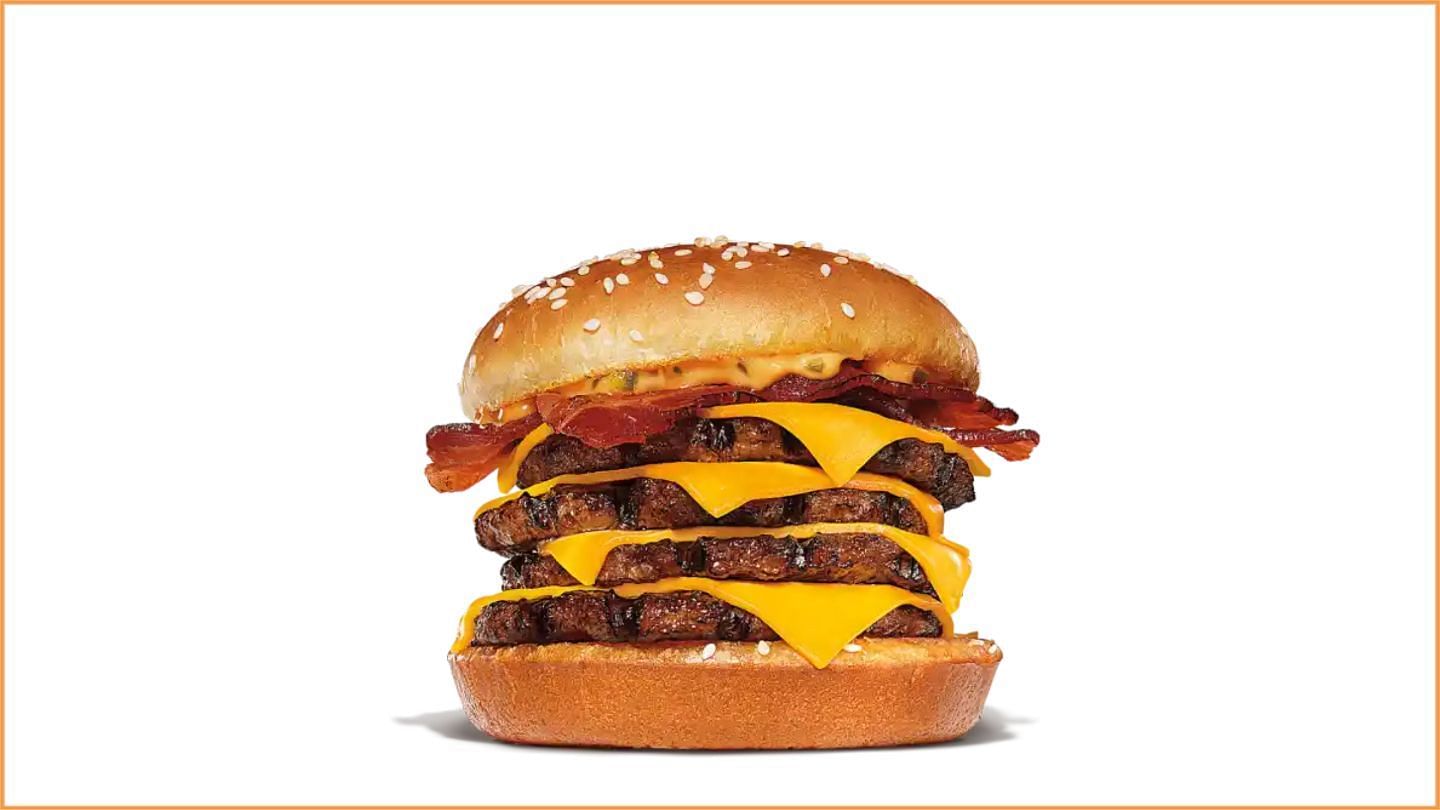 not everyone can finish a Quad BK Stacker with four beef patties so easily (Image via Burger Ki&ntilde;g)