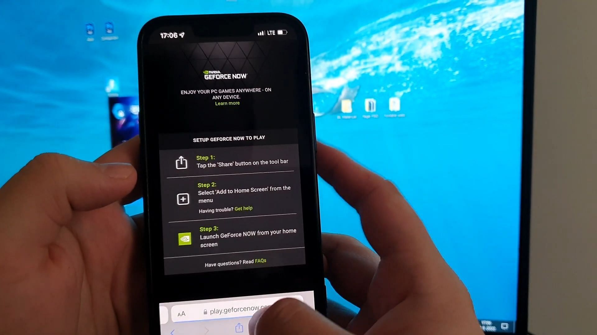 You will have to add GeForce Now to the Home Screen before playing the game (Image via AsPe Gaming / YouTube screenshot)