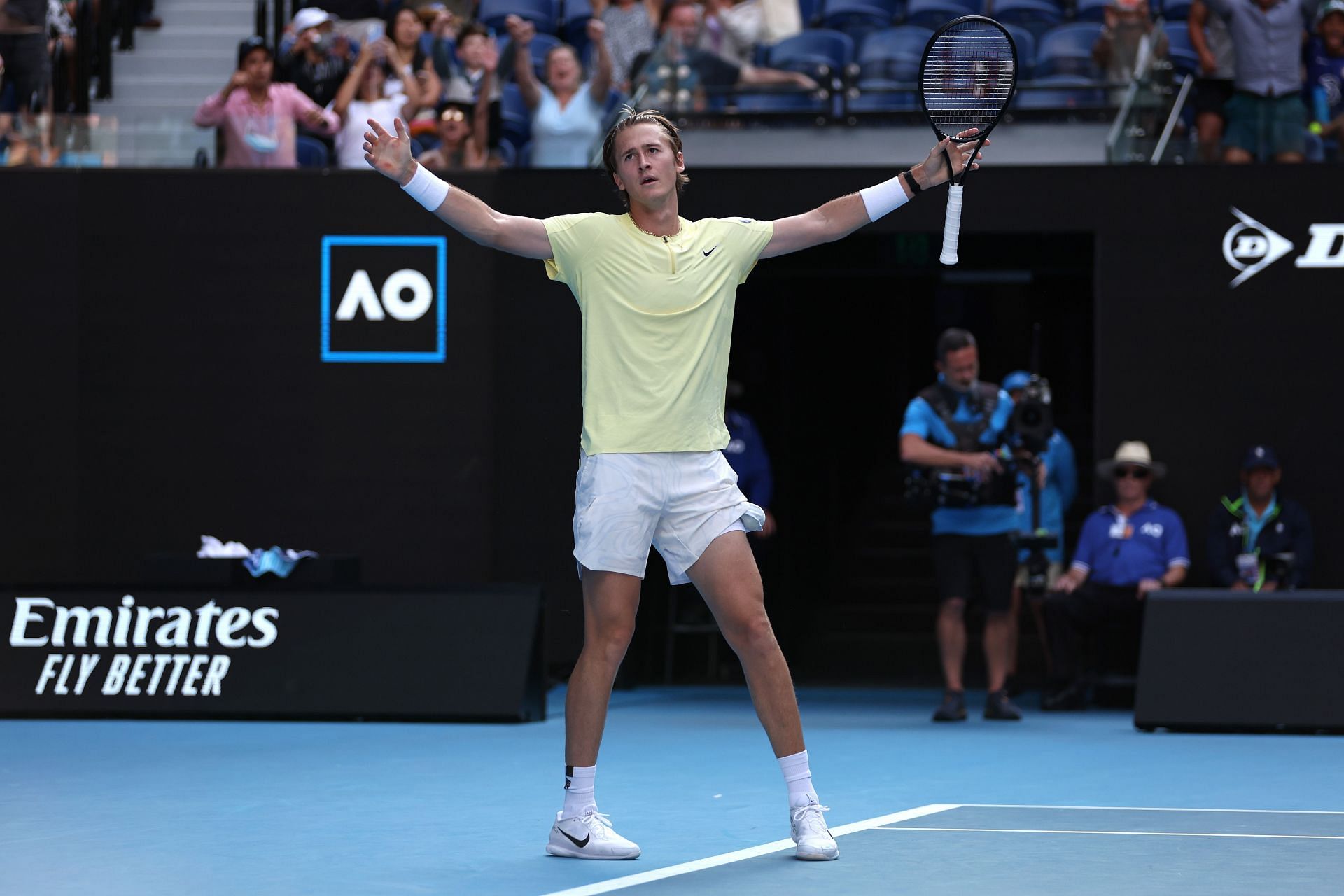 Sebastian Korda pictured at the 2023 Australian Open - Day 7.