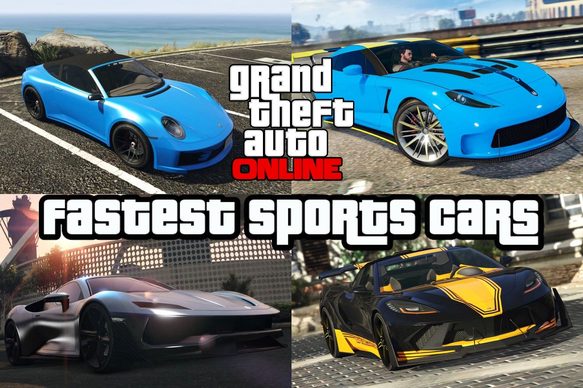 Five fastest sports cars in GTA Online (Image via Sportskeeda)