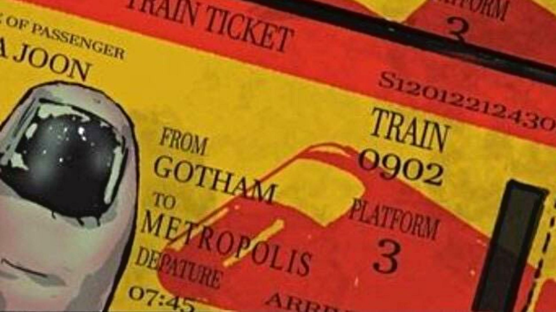 A panel from The Riddler: Year One shows the train ticket to Metropolis (Image credits: DC Comics)