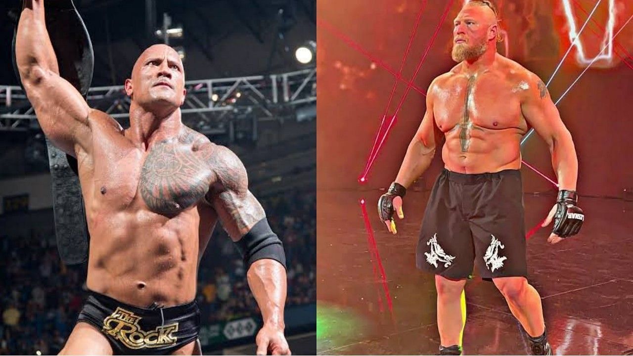 WWE सुपरस्टार्स द रॉक और ब्रॉक लैसनर 