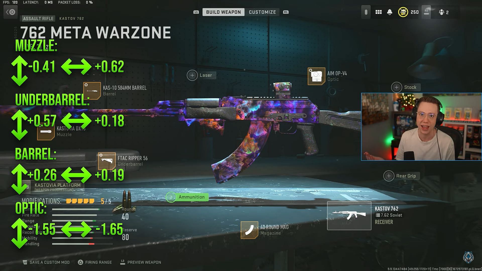 Loadout and tunings for Kastov 762 in Warzone 2 (Image via Activision and YouTube/WhosImmortal)