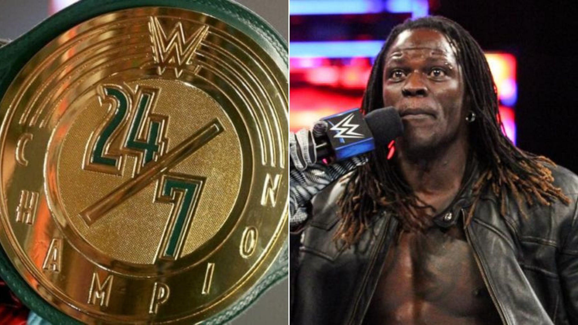 24/7 Title belt (left) R-Truth (right)