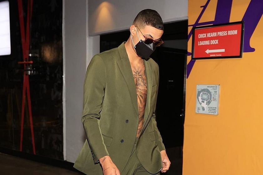 Kyle Kuzma's pregame outfit before tonight's game in Brooklyn