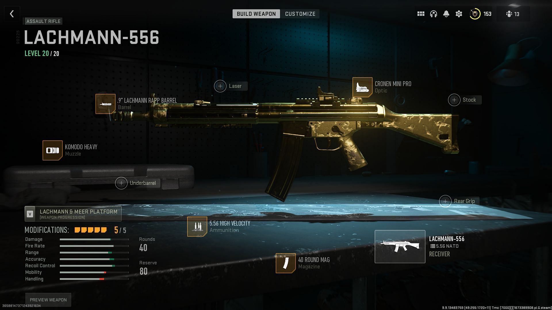 Lachman 556 loadout to turn it into the Grau 5.56 (Image via Activision)