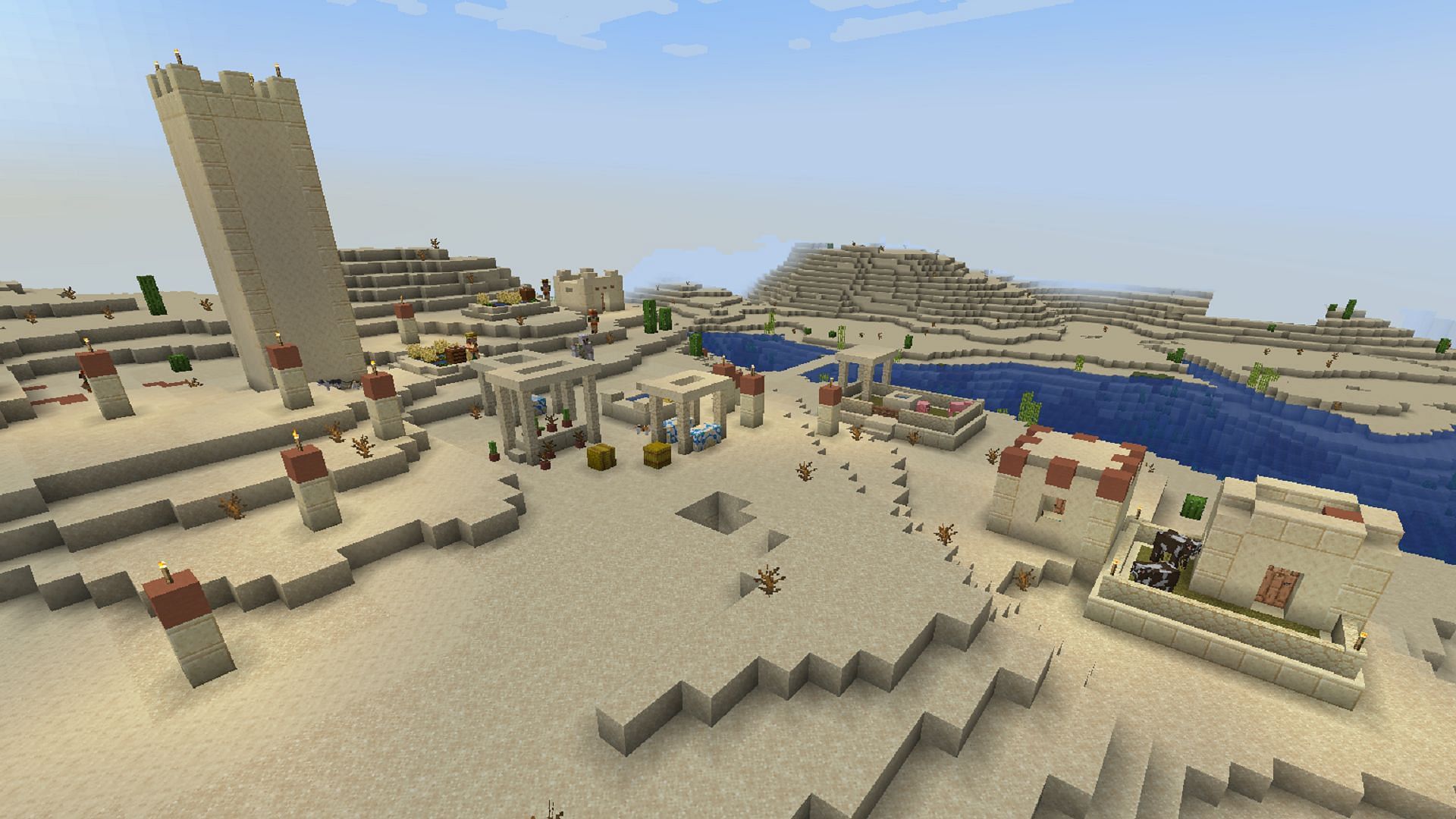 This seed offers a great variety of desert villages to utilize (Image via Mojang)