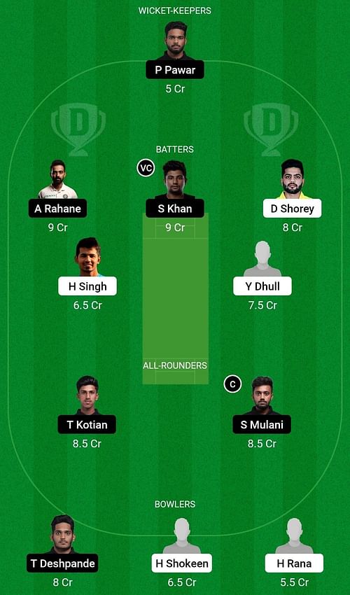 DEL vs MUM Dream11 Prediction Team, Head To Head League