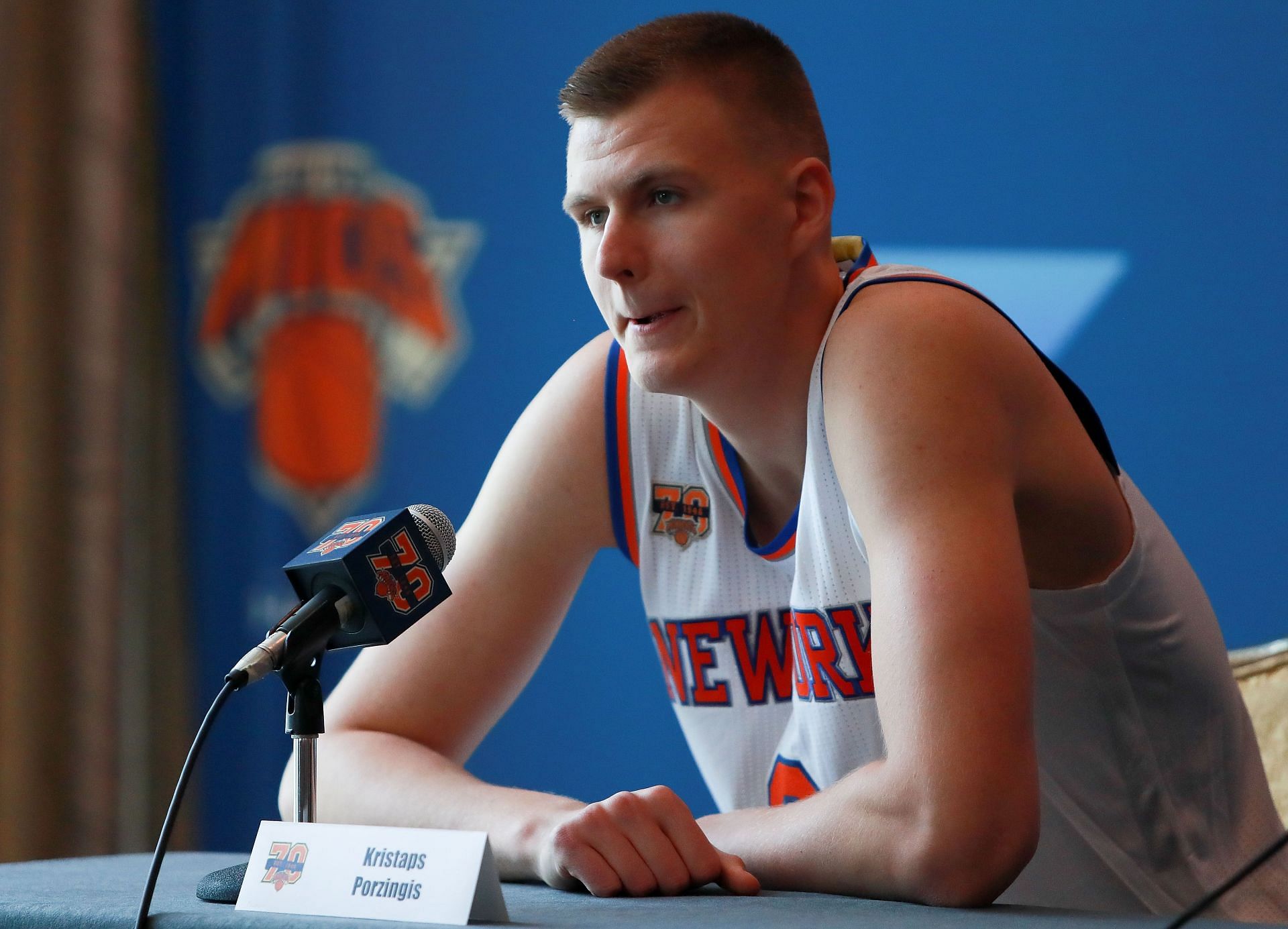 Kristaps Porzingis averaged nearly 23 points per game in his final season in New York (Image via Getty Images)