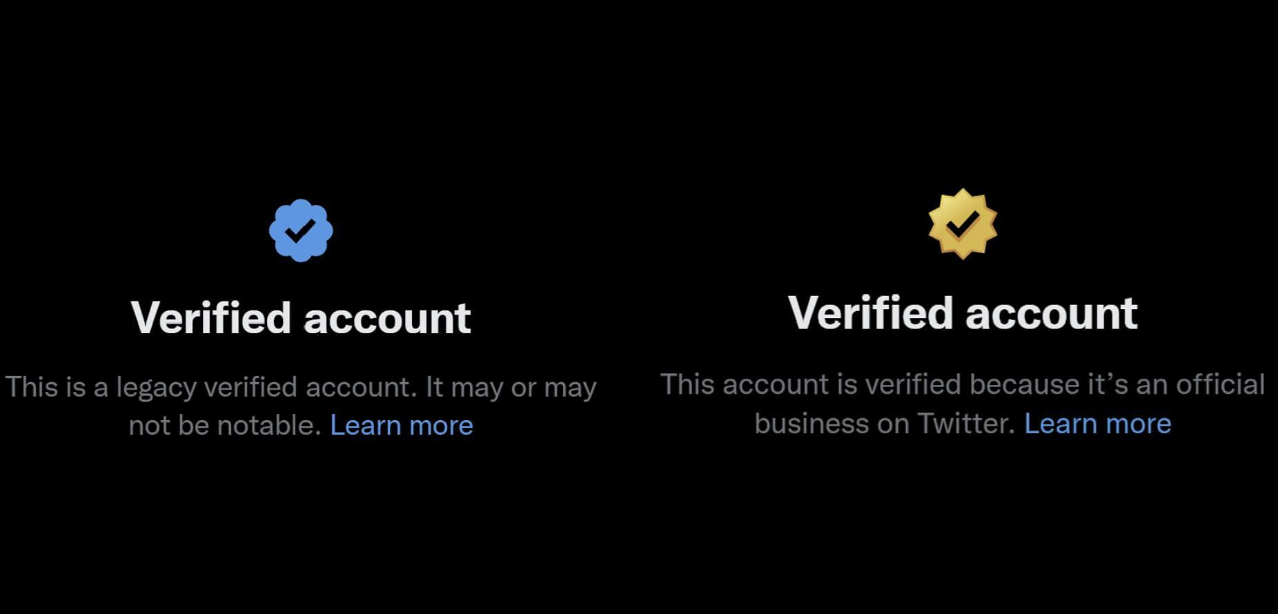 The two most popular types of verification badges on Twitter at the time of writing (Image via Sportskeeda)