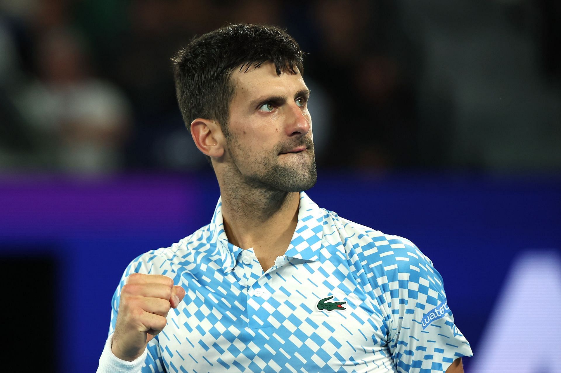 Novak Djokovic pictured at the 2023 Australian Open - Day 10.