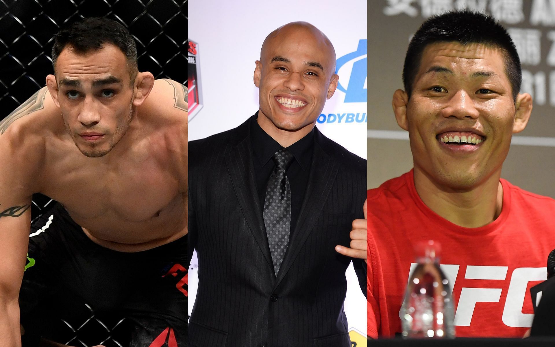 Tony Ferguson (left), Ali Abdelaziz, and Li Jingliang (right) (Image credits Getty Images)