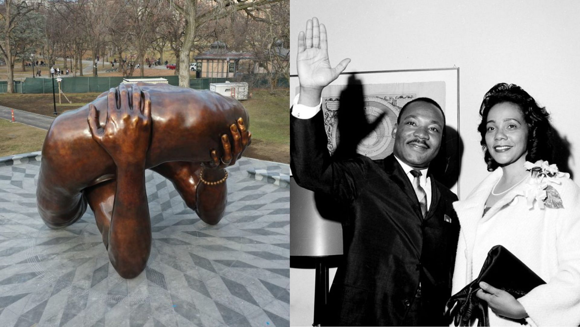 Sculpture honoring Martin Luther King Jr. and his wife Coretta Scott King