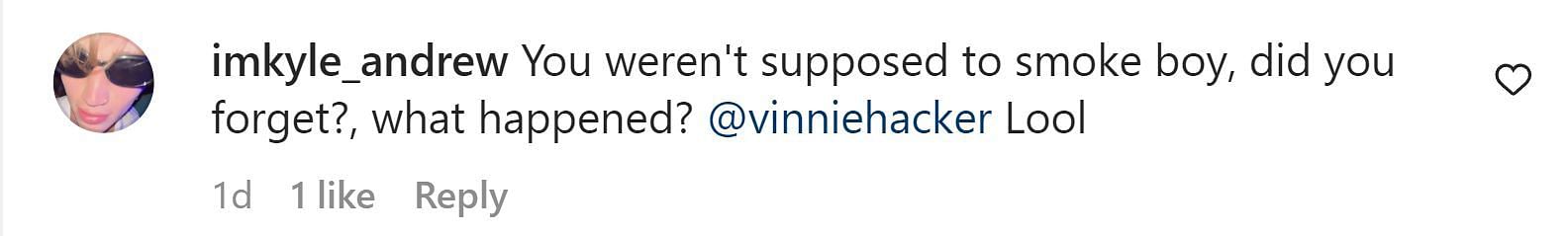 A comment calling out Vinnie (Image via Instagram/ @imkyle_andrew)