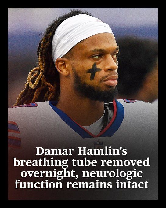 NFL: Bills' Hamlin talks to team after tube removed