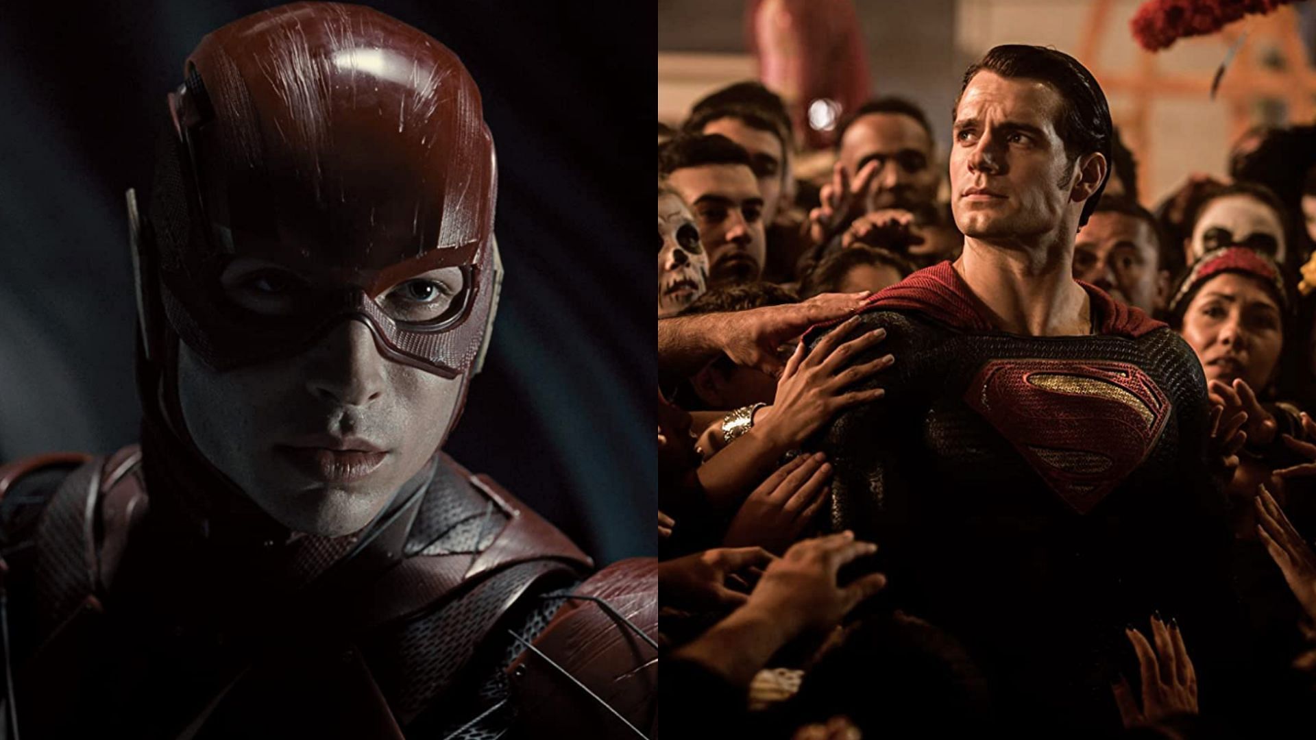 Left: Ezra Miller as Flash | Right: Henry Cavill as Superman (Image Credits: IMDb)