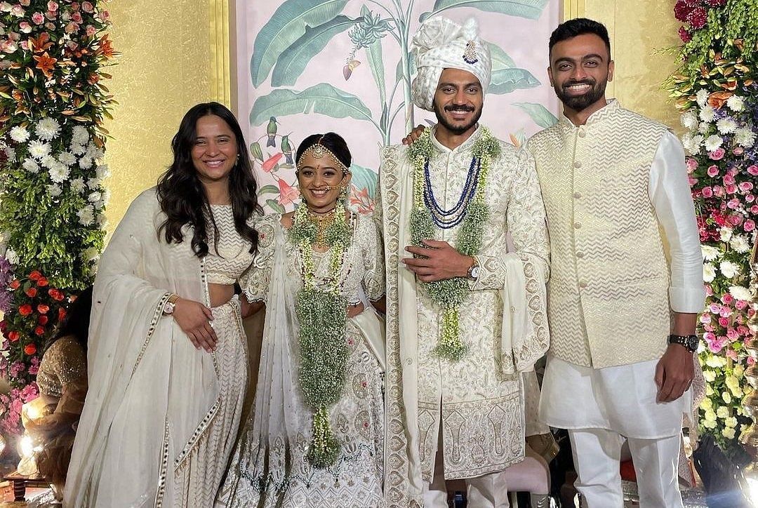 Saurashtra captain Jaydev Unadkat (right) at the wedding. 