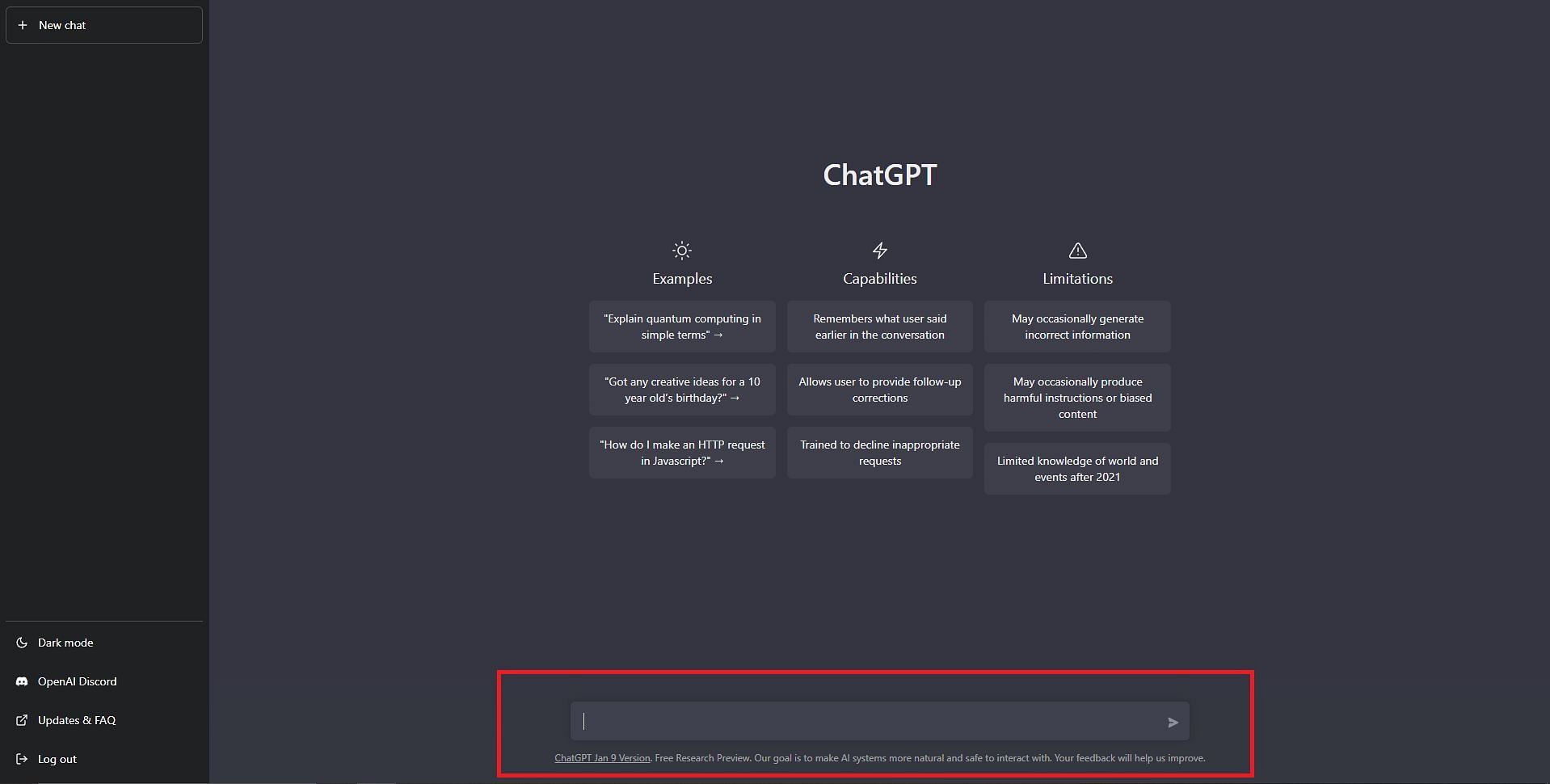 Text input space (Image via OpenAI)