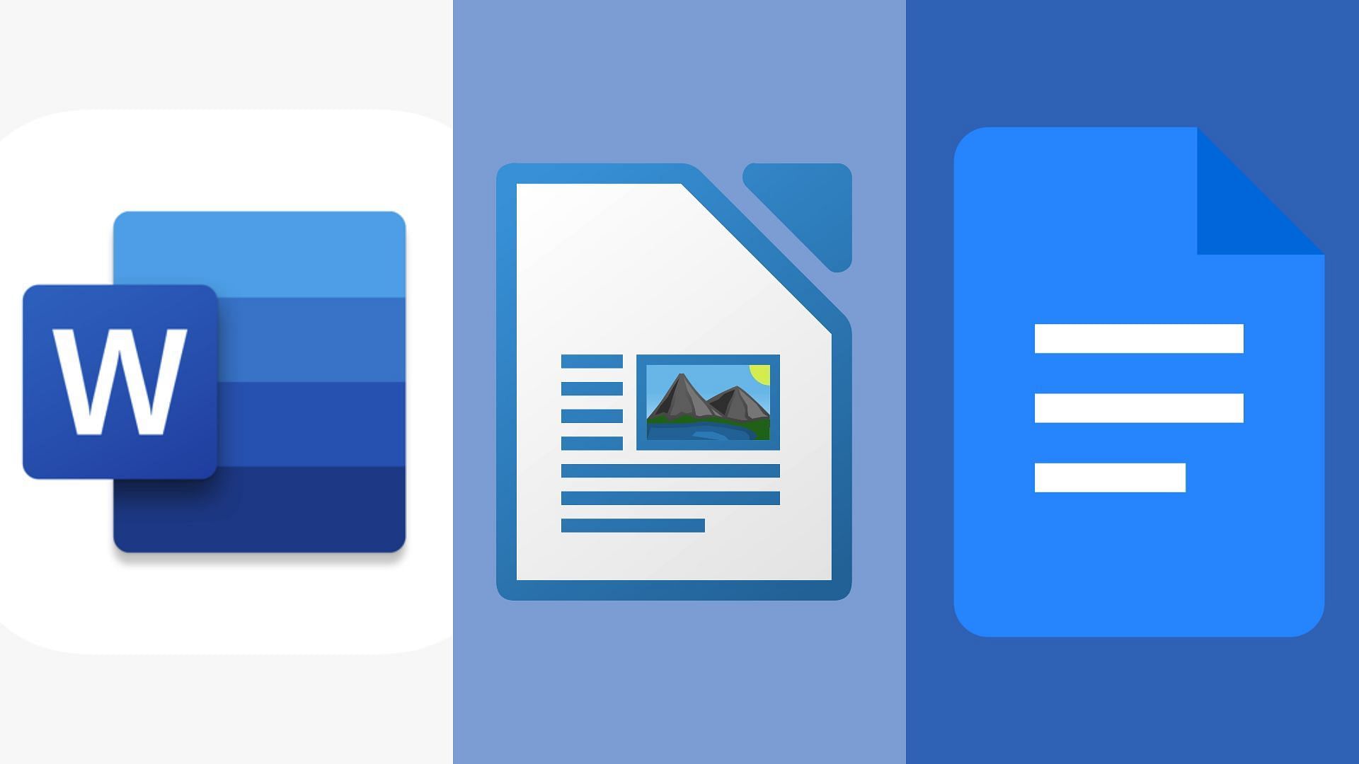Accessing Microsoft Word for free and its alternatives (Images via Microsoft, LibreOffice, Google)